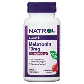 NatrolÂ® Sleep Melatonin Fast Dissolve Tablets, Nighttime Sleep Aid, Strawberry Flavor, 10mg, 60 Count