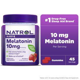 NatrolÂ® Melatonin Gummies, Sleep Support for Adults, Strawberry Flavor, 10mg, 90 Count