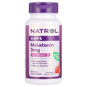 NatrolÂ® Sleep Melatonin Fast Dissolve Tablets, Nighttime Sleep Aid, Strawberry Flavor, 3mg, 90 Count