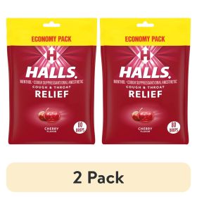 (2 pack) HALLS Relief Cherry Cough Drops, Economy Pack, 80 Drops