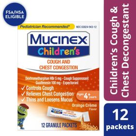 Mucinex Children's Cough Medicine & Expectorant for Kids, OTC Relief, Orange CrÃ¨me Flavor Mini-Melts, 12 ct