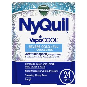 Vicks NyQuil Vapocool Medicine Caplets, Severe Cold & Flu, over-the-counter Medicine, 24 Caplets