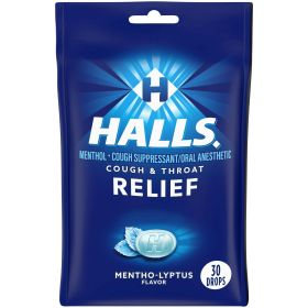 HALLS Relief Mentho-Lyptus Cough Drops, 30 Drops