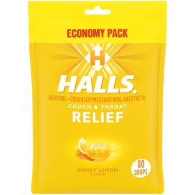 HALLS Relief Honey Lemon Cough Drops, Economy Pack, 80 Drops (Brand: HALLS)