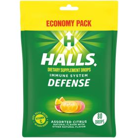 HALLS Defense Assorted Citrus Vitamin C Drops, Economy Pack, 80 Drops (Brand: HALLS)